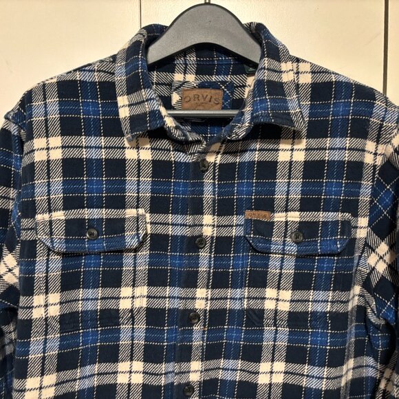 Orvis Blue Plaid Flannel Overshirt/ Shacket - Medium - Picture 2 of 9